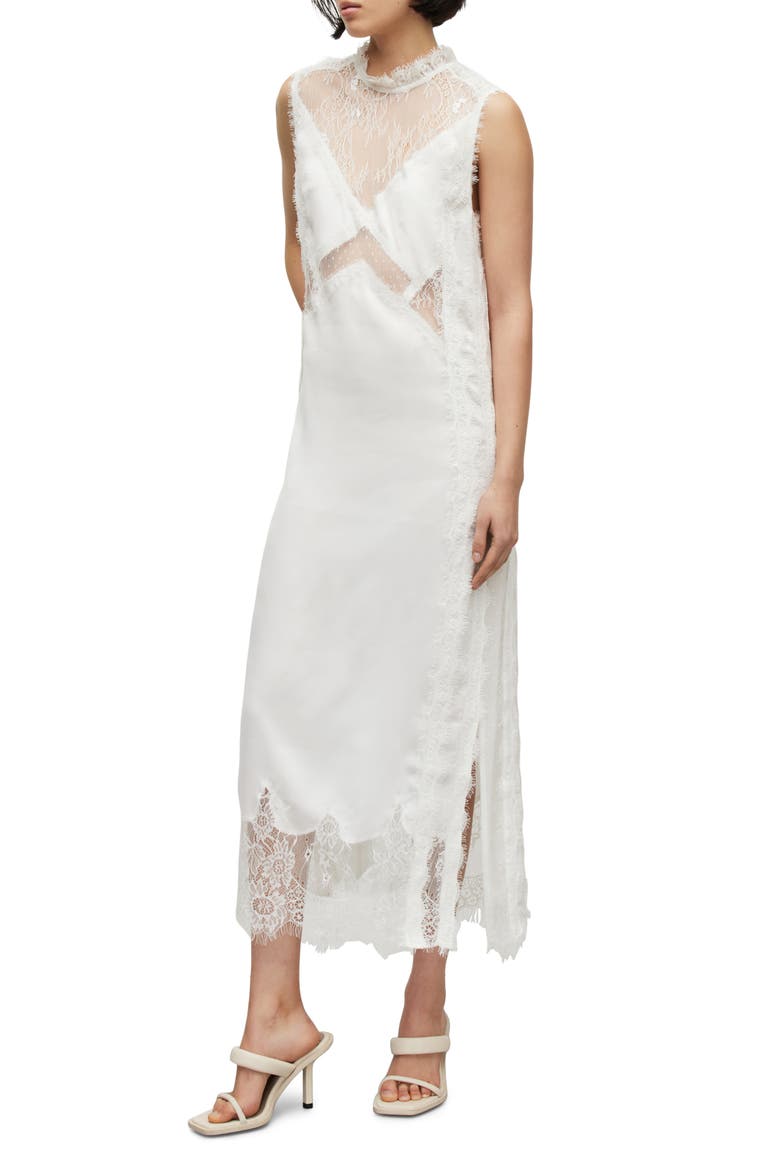 Mila Lace & Satin Dress, Alternate, color, WHITE