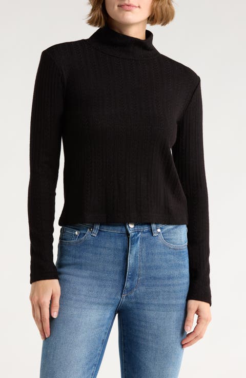 Mock Neck Long Sleeve Crop Top