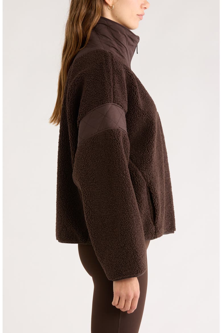 Snowday Faux Shearling Quarter Zip Pullover, Alternate, color, BROWN MOLE'
