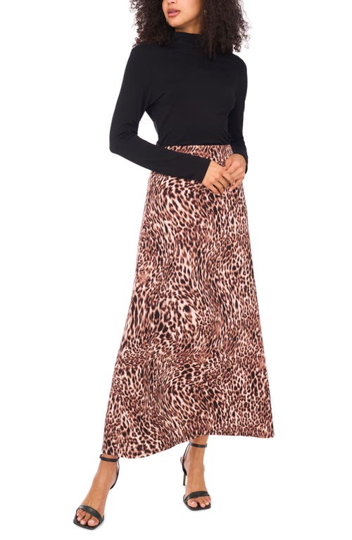 Vince Camuto Print Pull-on Maxi Skirt In Brown