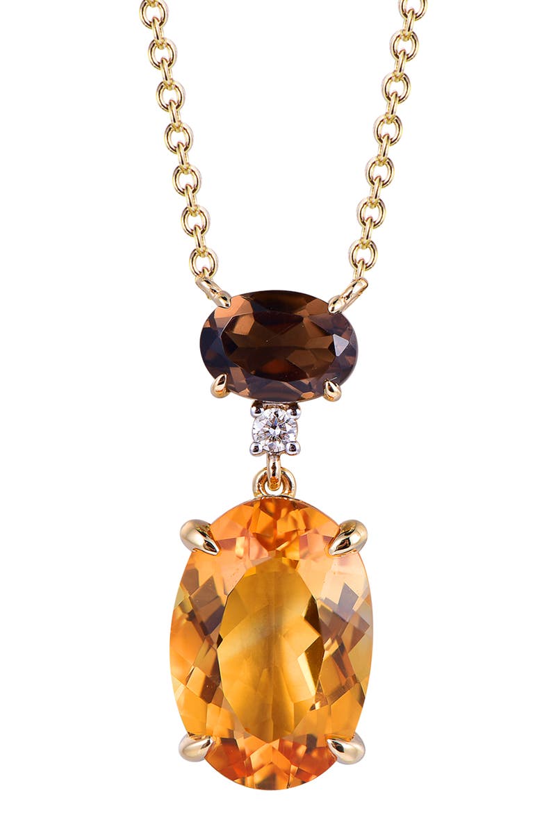 Citrine & Smoky Quartz Necklace with Diamonds, Main, color, Citrine Orange & Brown