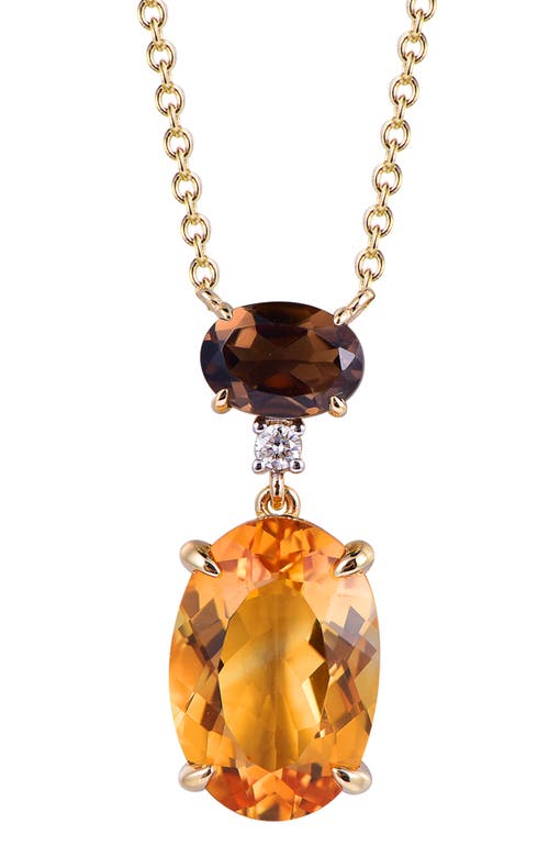 Kahn High Jewelry Citrine & Smoky Quartz Necklace With Diamonds In Citrine Orange & Brown