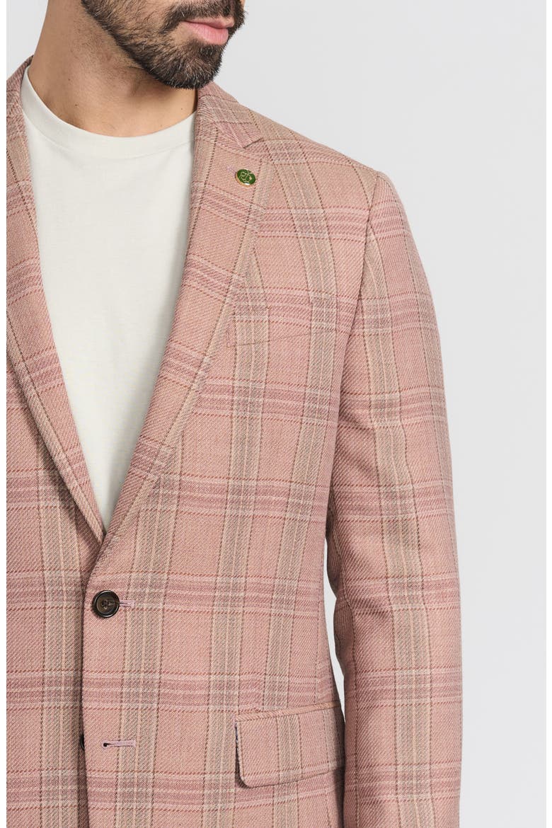 Plaid Wool Blend Sport Coat, Alternate, color, PEACH