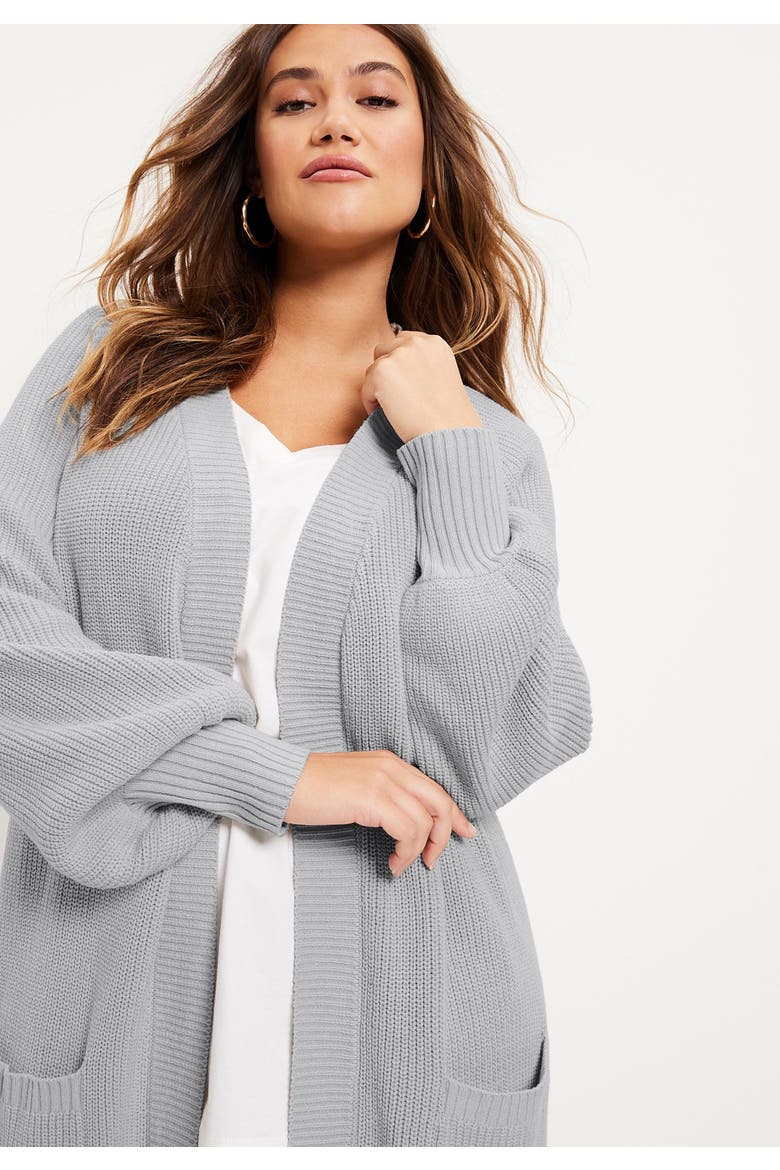 Open-Front Cardigan, Alternate, color, BLACK