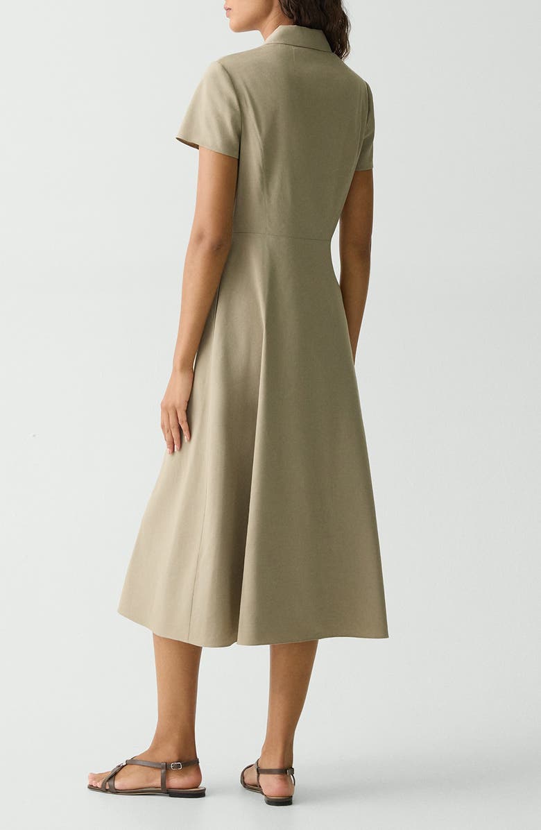 Theory Short Sleeve Linen Blend Midi Shirtdress, Alternate, color, Soft Taupe