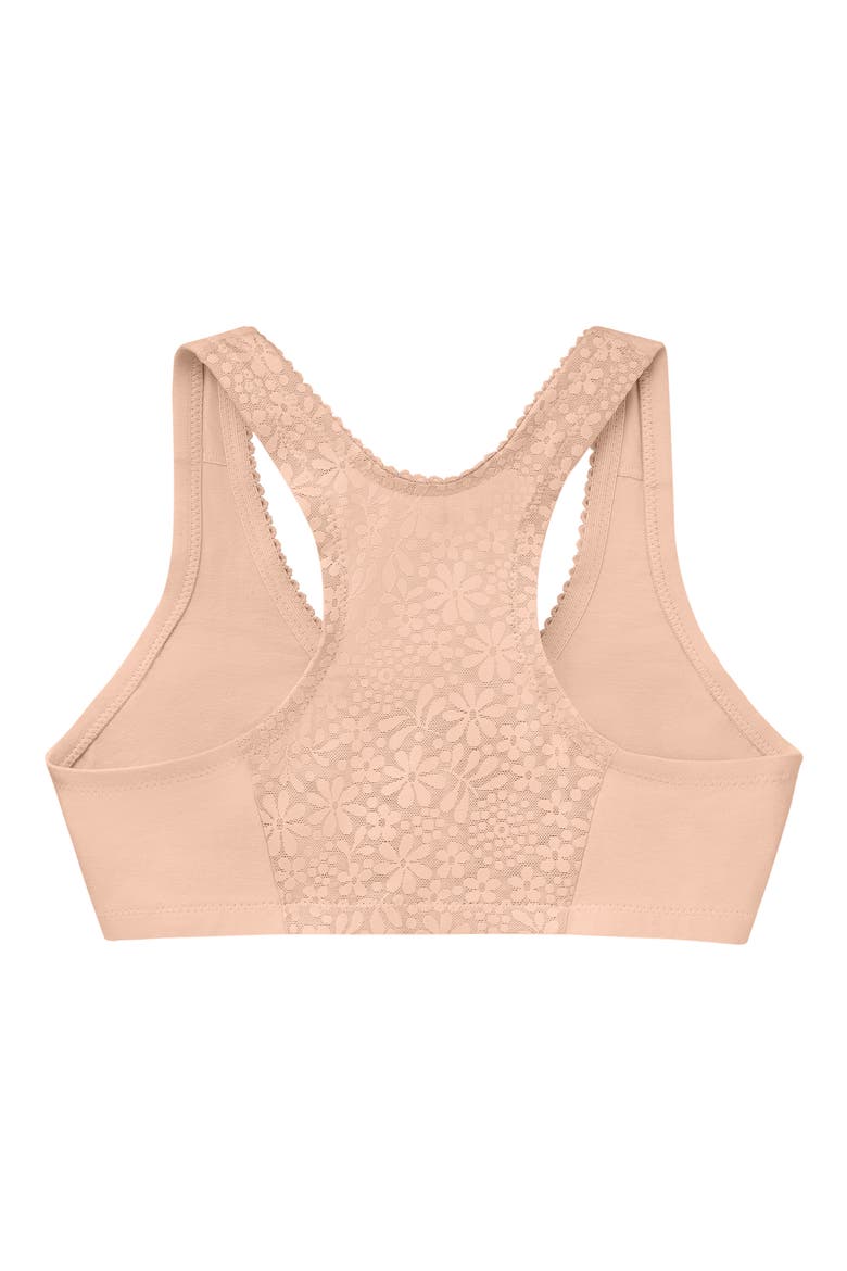 Front Close Cotton Blend T-Back Comfort Bra, Alternate, color, CAFE