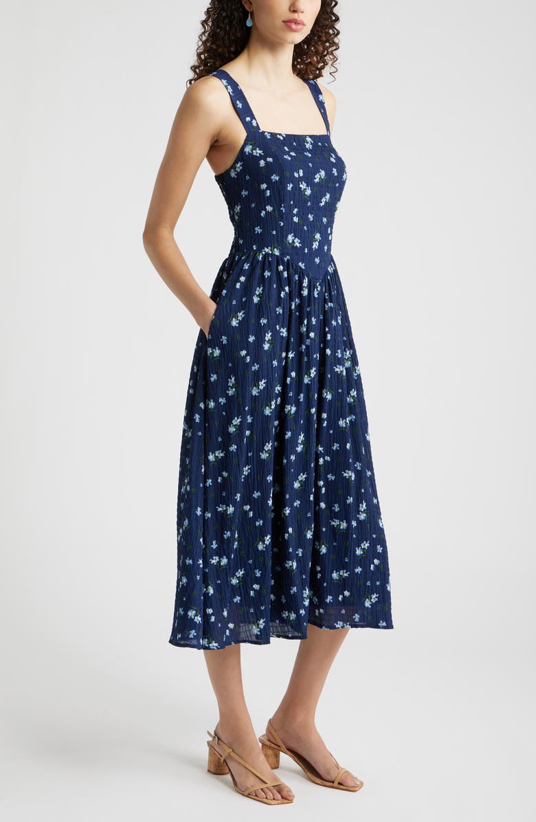 Chelsea28 Floral Sleeveless Fit & Flare Sundress, Alternate, color, Navy Floral