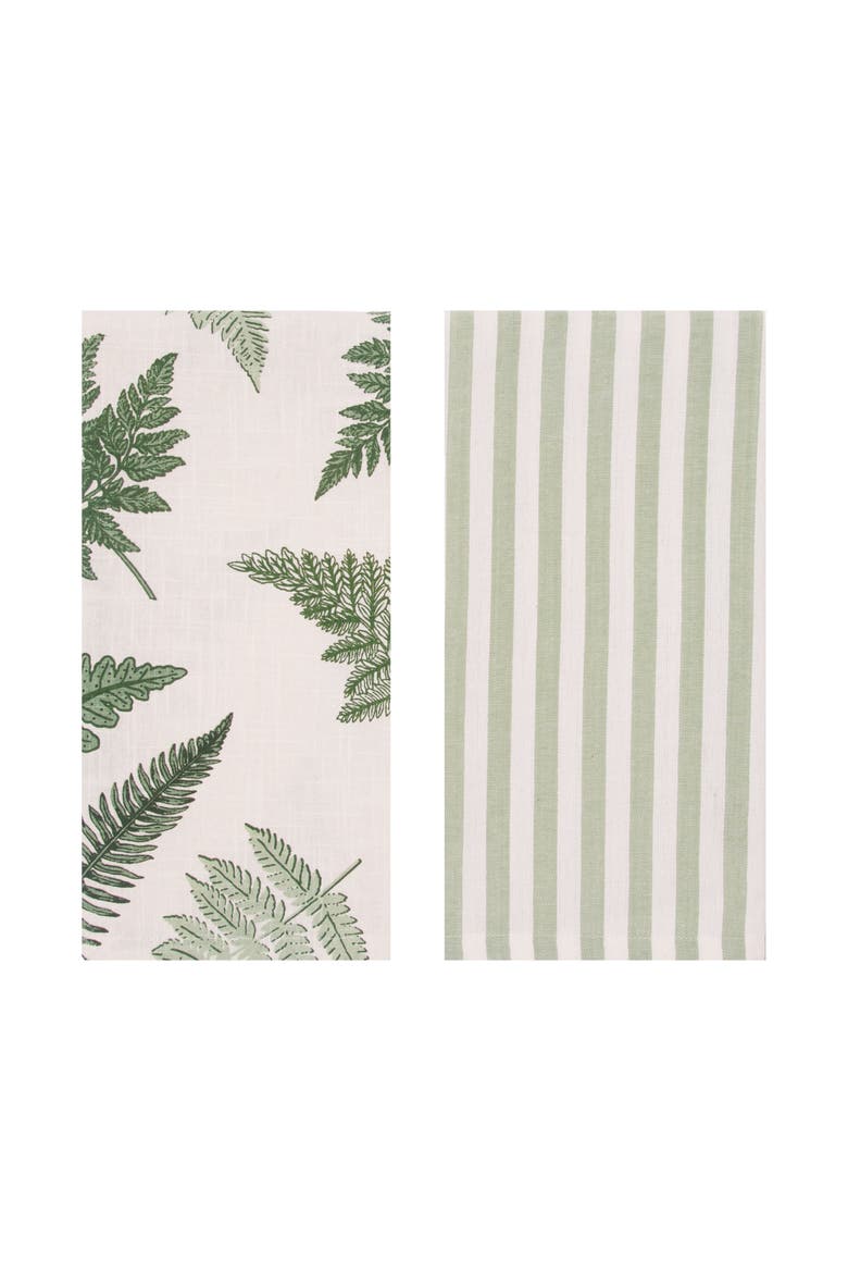Botanical Forest 100% Cotton Graphic Print Set of 2 Handtowels, Alternate, color, Green