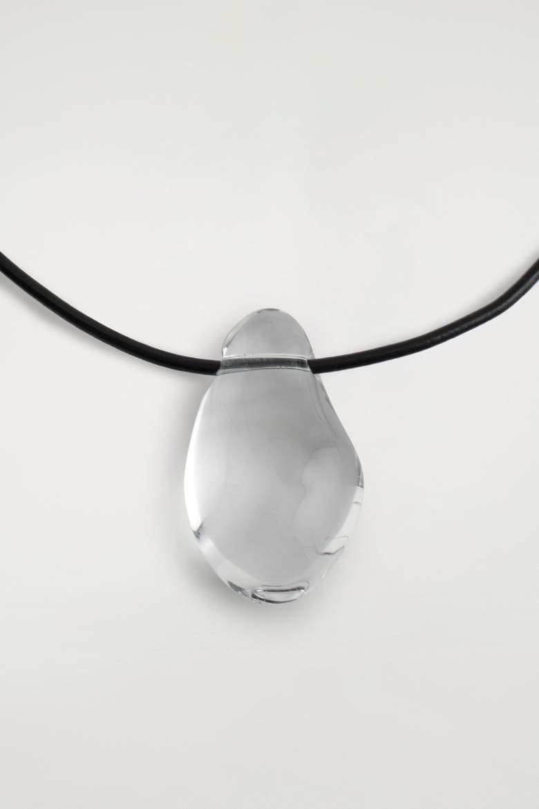 Domed Glass Pendant Necklace, Alternate, color, CLEAR / BLACK