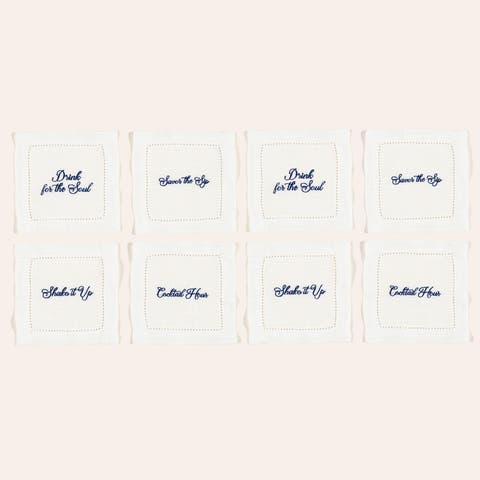 Prusa 4Pcs Embroidered 100% Polyester Cocktail Napkin 8 Pcs Set