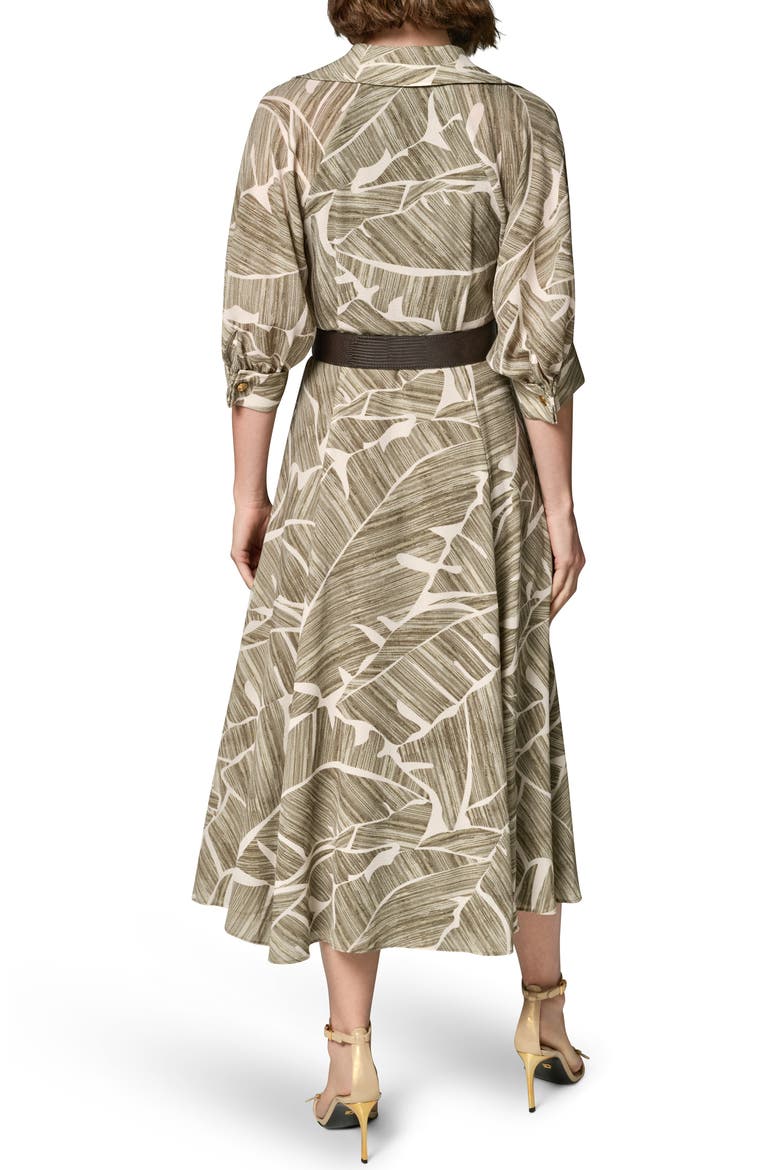 Leaf Print Midi Dress, Alternate, color, LT OLIVE M