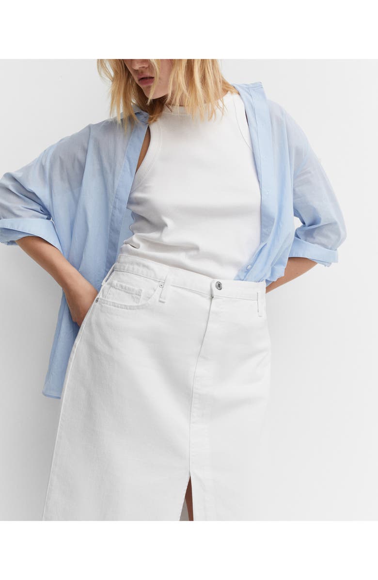 MANGO Denim Midi Skirt, Alternate, color, White