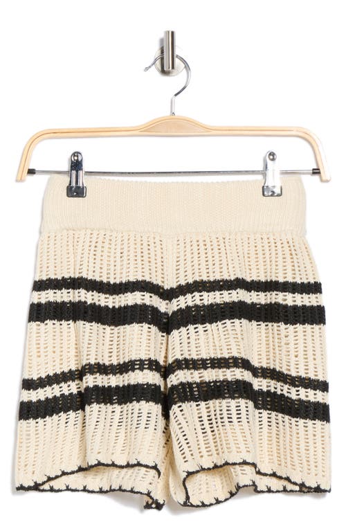 Elan Stripe Open Knit Cover-up Shorts In Gold