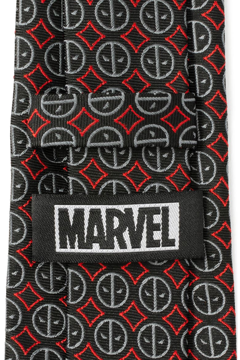 x Marvel Deadpool Medallion Silk Blend Tie, Alternate, color, BLACK