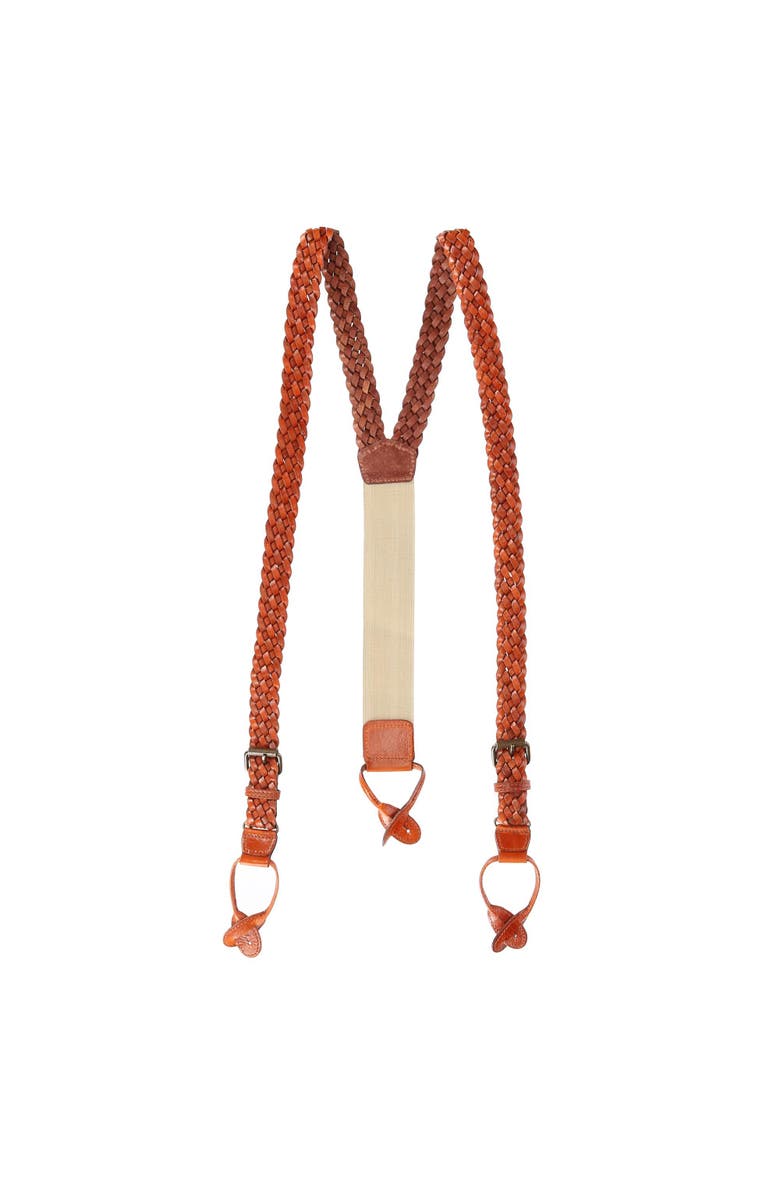 The British Belt Company Men
s Leather Turner Braided Button-end Suspenders, Main, color, Tan