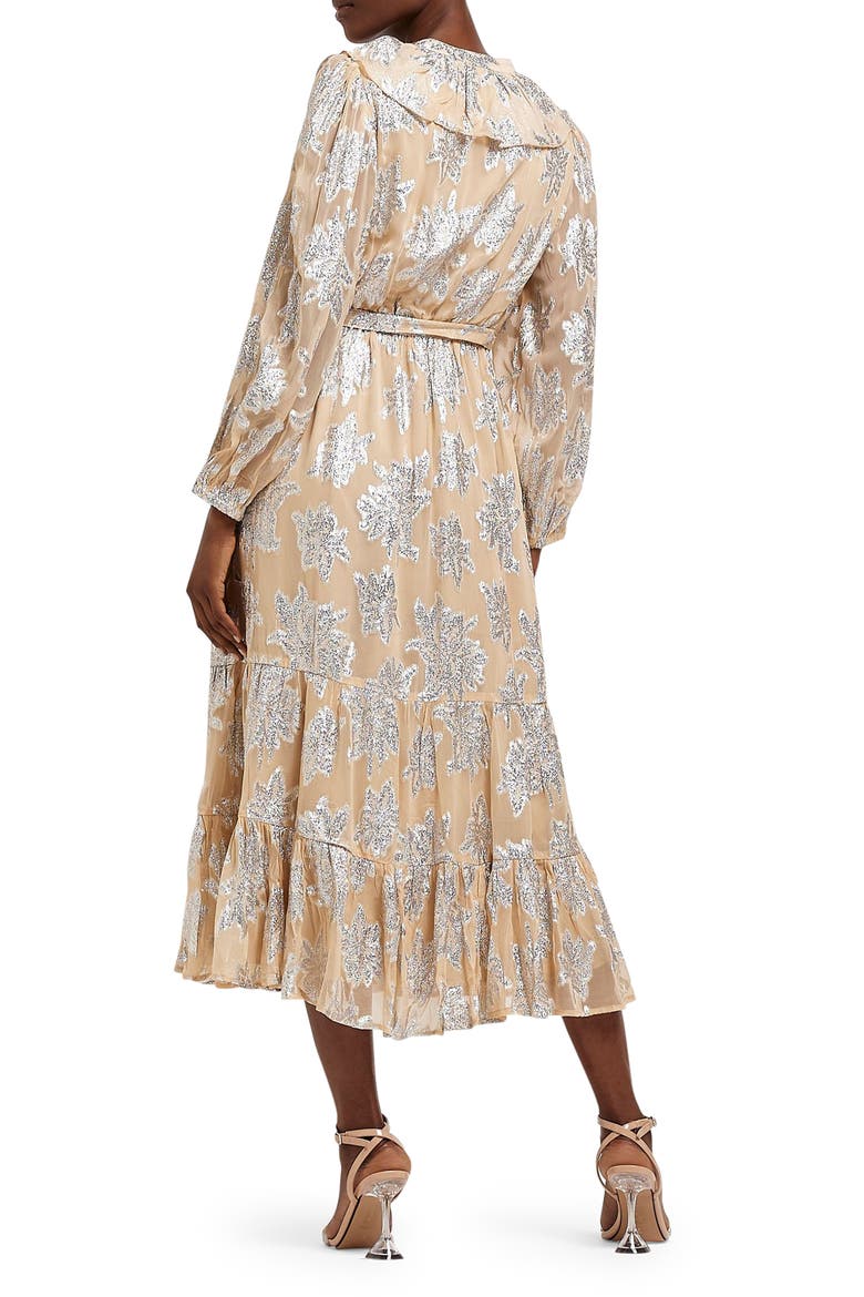 Ultimate Ruffle Metallic Floral Long Sleeve Dress, Alternate, color, LIGHT PINK