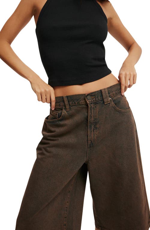 Cotton On 91 Baggy Denim Jort In Shadow Brown