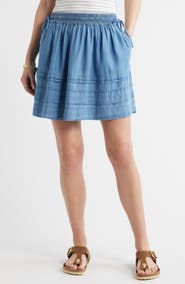 Caslon® Chambray Tiered Miniskirt