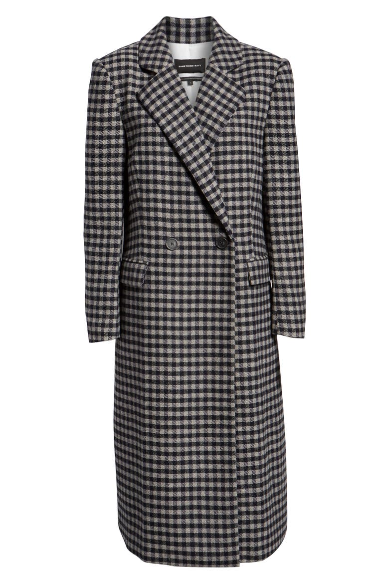 Double Breasted Topper (Nordstrom Exclusive), Alternate, color, NAVY CRISS CROSS HOUNDSTOOTH