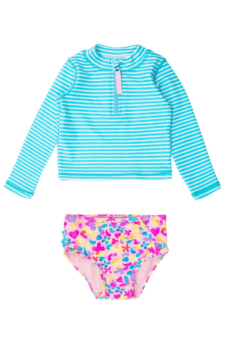 UPF50 Long Sleeve Zipper Rash Guard 2-Piece, Main, color, Vibrant Neon