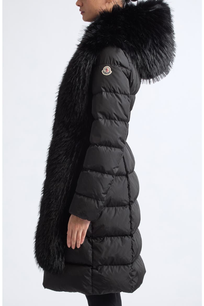 Textured Belted Faux Fur Bib, Alternate, color, BLACK