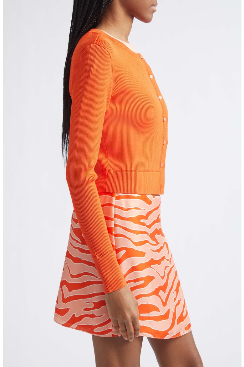 Zoe Crop Fitted Cardigan, Alternate, color, FLAME