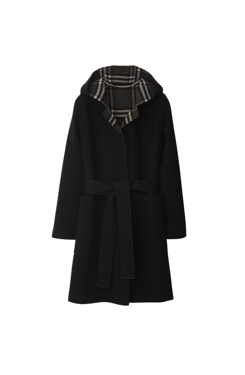 Burberry Mid-length Reversible Wool Car Coat, Alternate, color, Black
