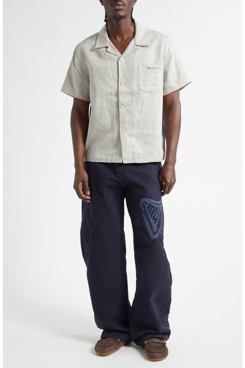 x Guinness Jacquard Linen & Cotton Camp Shirt, Alternate, color, CLAY