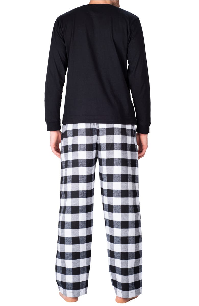 SLEEPHERO Long Sleeve Fleece Pajama Set, Alternate, color, Black With White Buffalo Check
