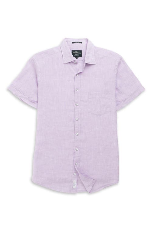 Rodd & Gunn Palm Beach Sports Fit Short Sleeve Linen Button-up Shirt In Purple