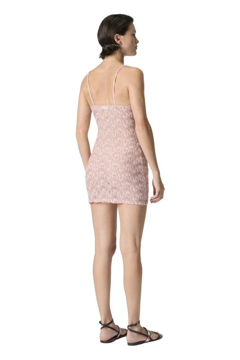 Mini Cover-up Dress In Lamé Viscose With Foliage Motif, Alternate, color, Multicoloured