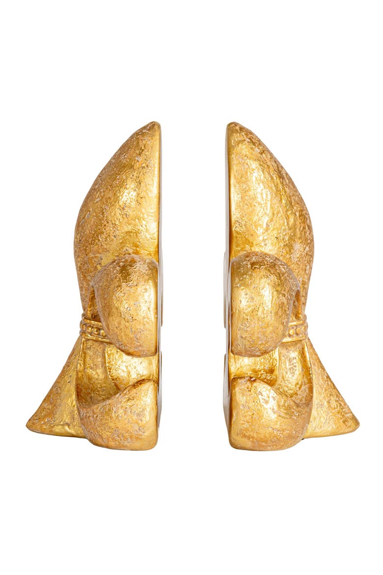Decorative Fleur de Lis Resin Bookends, Gold, Alternate, color, Gold