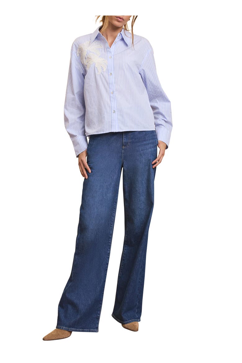 Stripe Embroidered Shirt, Alternate, color, Blue