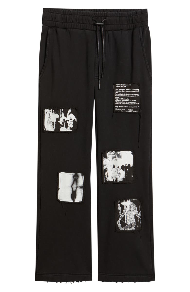 RtA Griffin Vintage Black Wash Wide Leg Sweatpants, Main, color,