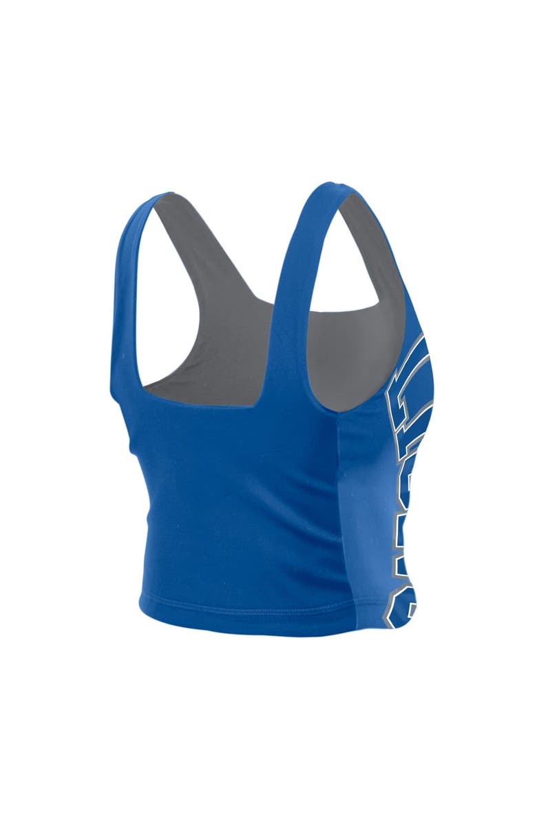 New Era Women's New Era Blue/Gray Detroit Lions Reversible Cropped Sport Classics Tank Top, Alternate, color,