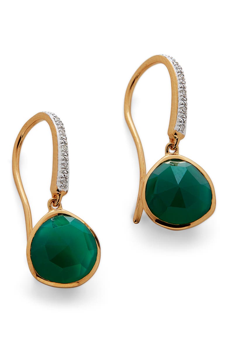Siren Small Green Onxy Drop Earrings, Main, color, YELLOW GOLD