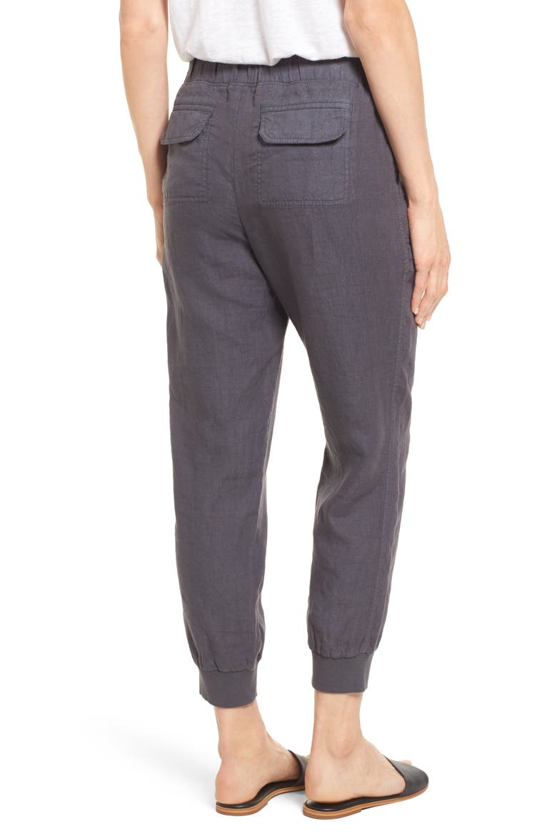 Linen Joggers, Alternate, color, GREY EBONY