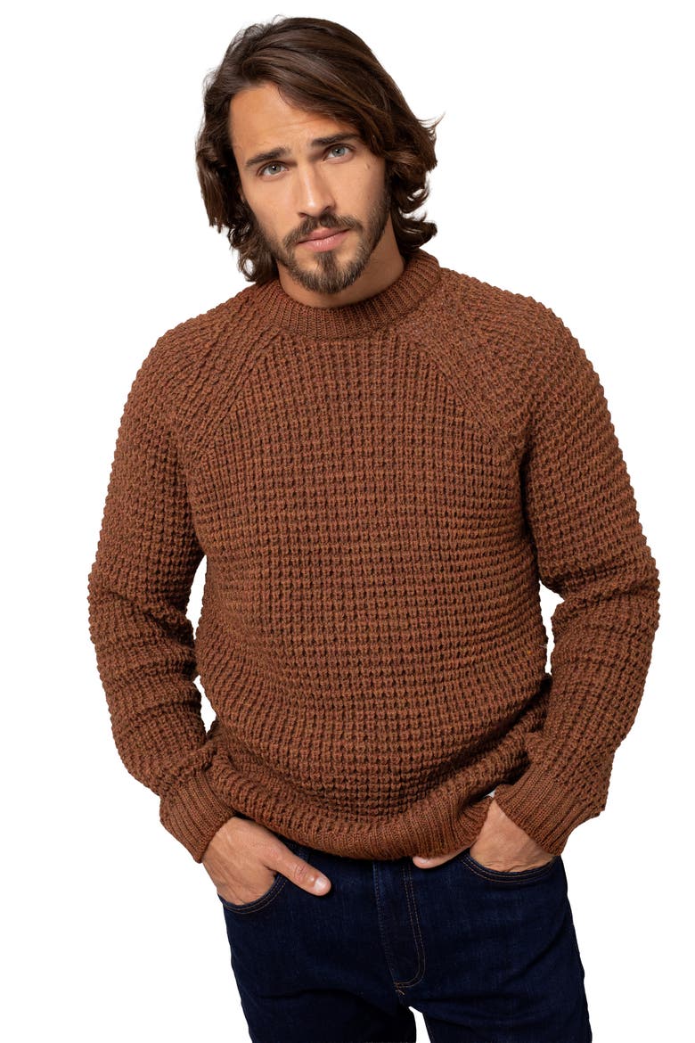 British Waffle Stitch Crew, Main, color, BURNT SIENNA