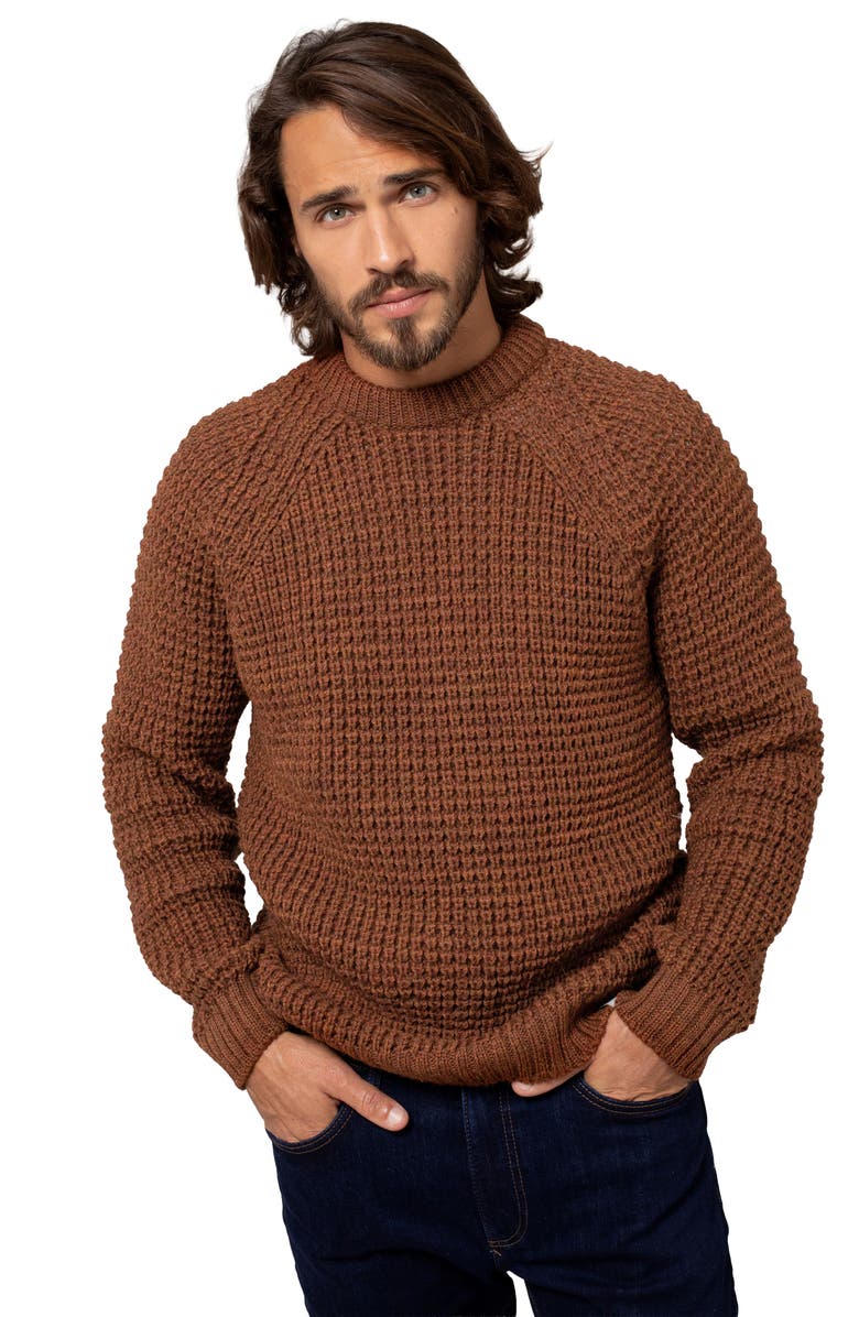 Celtic & Co. British Waffle Stitch Crew, Main, color, Burnt Sienna