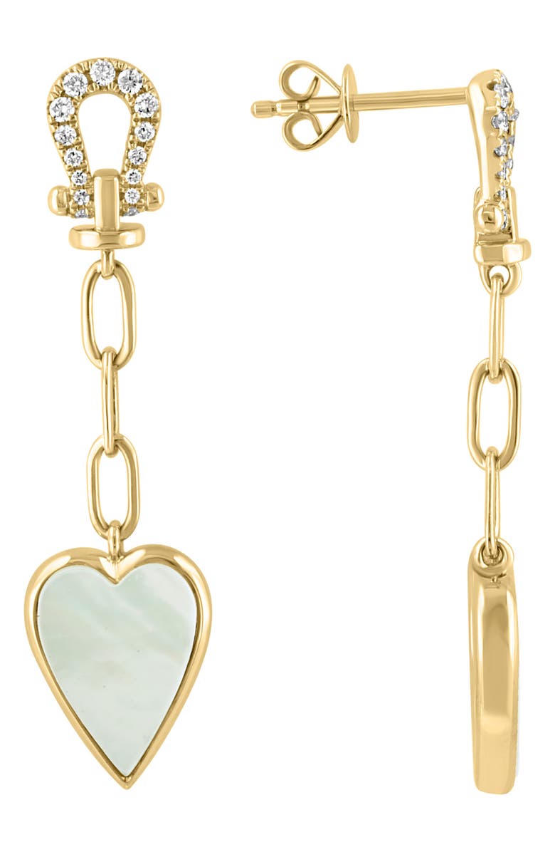 EFFY Mother-of-Pearl & Diamond Heart Drop Earrings, Main, color, 