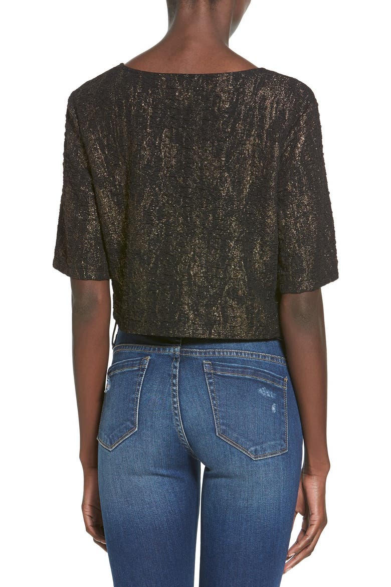 Shimmer Crop Top, Alternate, color, BLACK METALLIC GOLD