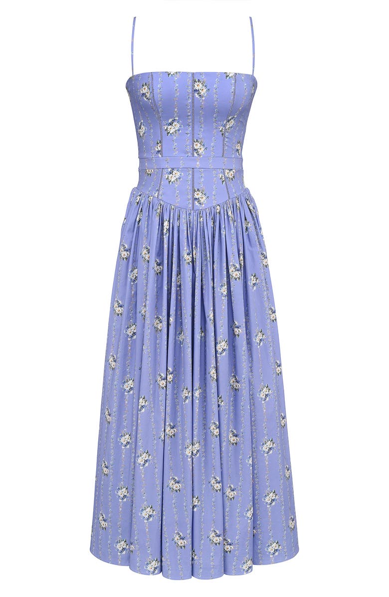 HOUSE OF CB Ysabella Floral Maxi Sundress, Alternate, color, Daisy Stripe Blue