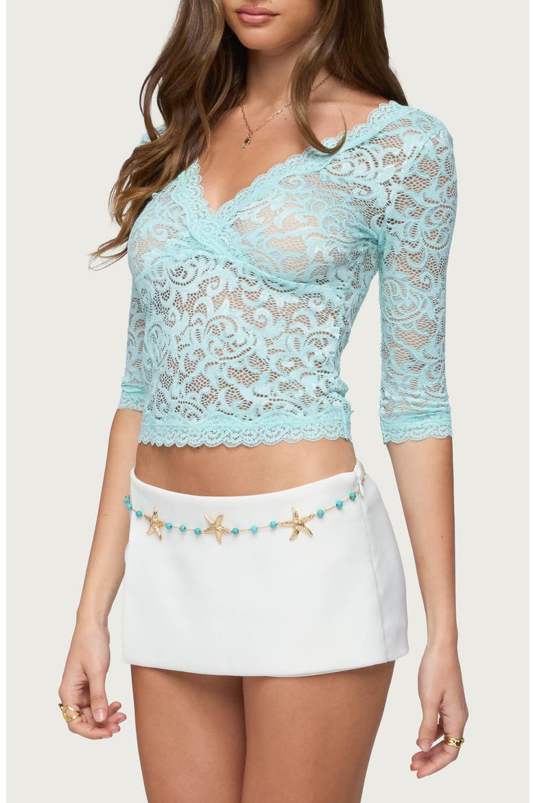 Elowin Lace Crop Top, Alternate, color, AQUA