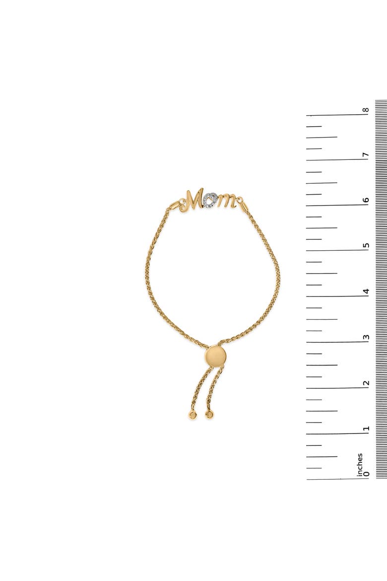 Gold Vermeil Diamond Accent "MOM" Lariat Bolo Bracelet, Alternate, color, Silver