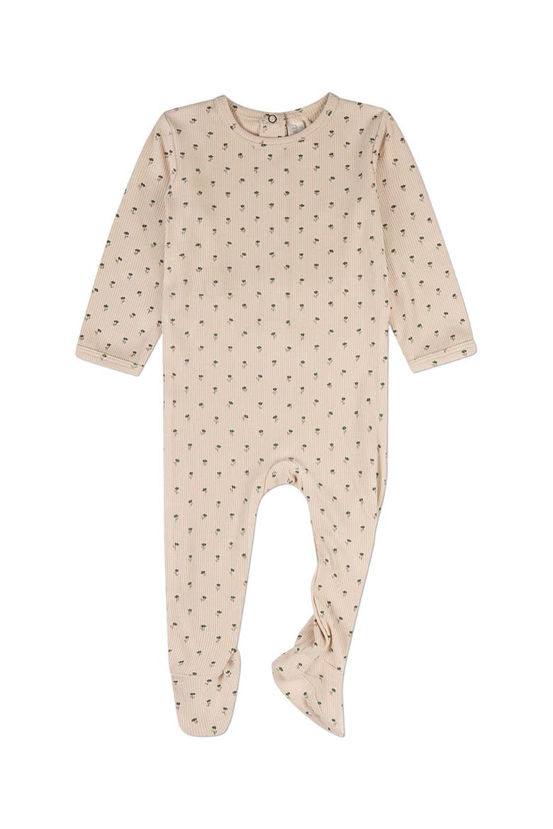 Baby Tulip Fields Back-Snap Footie, Main, color, Green