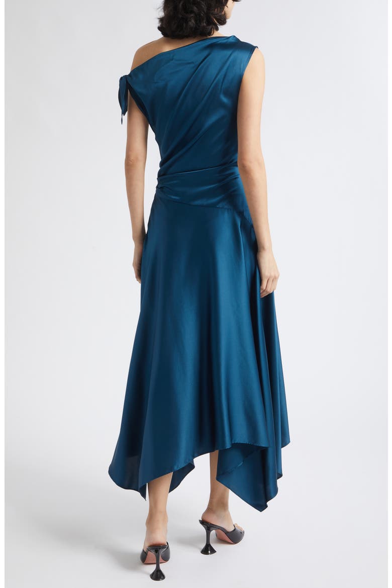 Portia One-Shoulder Stretch Silk Dress, Alternate, color, HARBOR