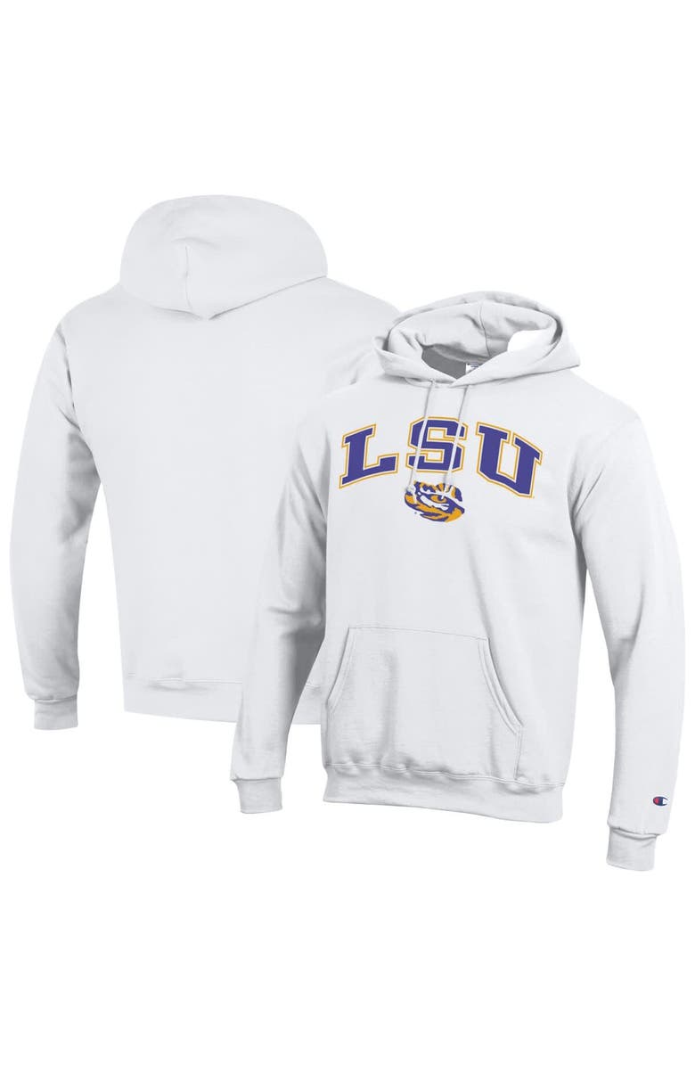 Champion Men's Champion White LSU Tigers Arch Over Logo Pullover Hoodie, Main, color, White
