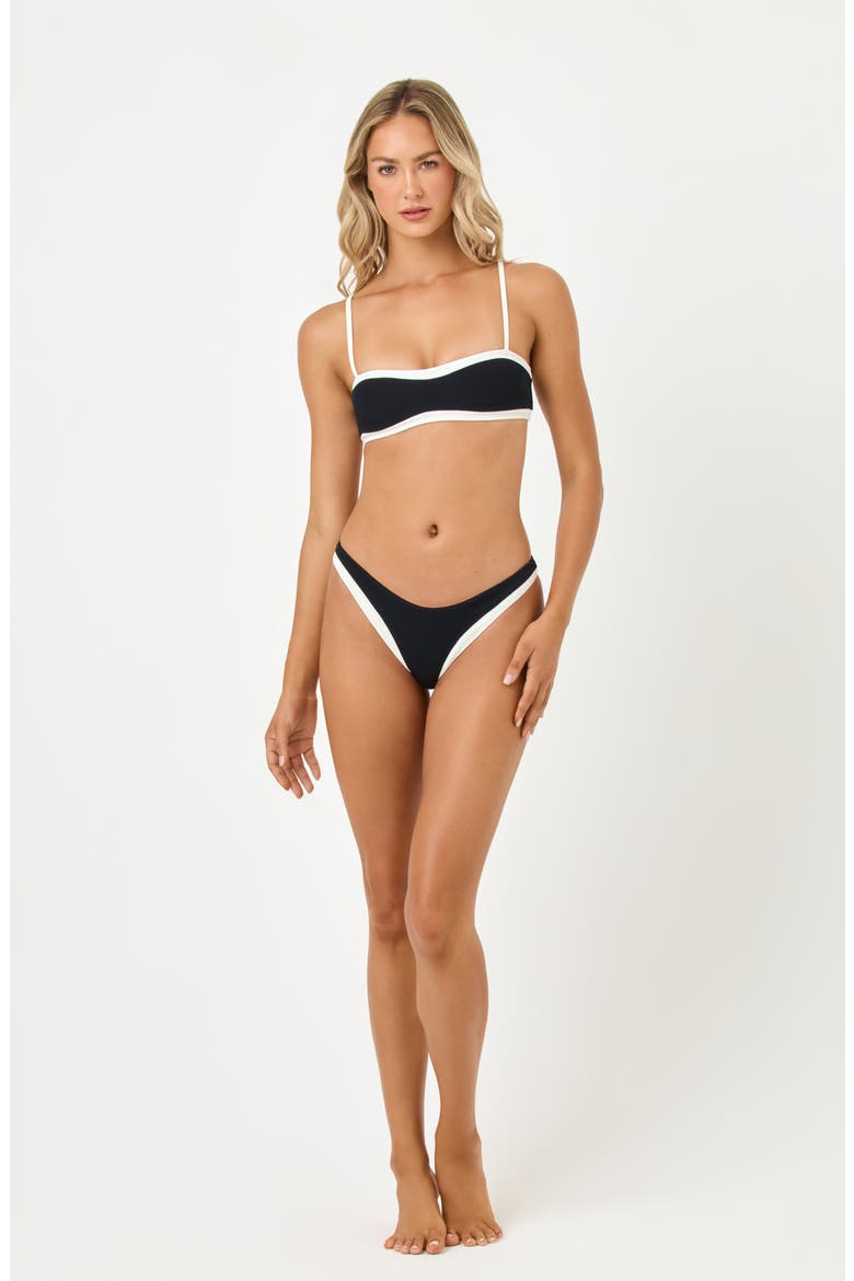 Madison Rib Bikini Top, Alternate, color, BLACK/ CREAM