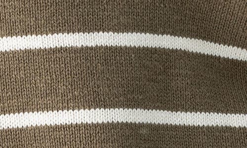 Sanctuary Chill Vibes Stripe Cotton V-neck Sweater In Burnt Olive Stripe