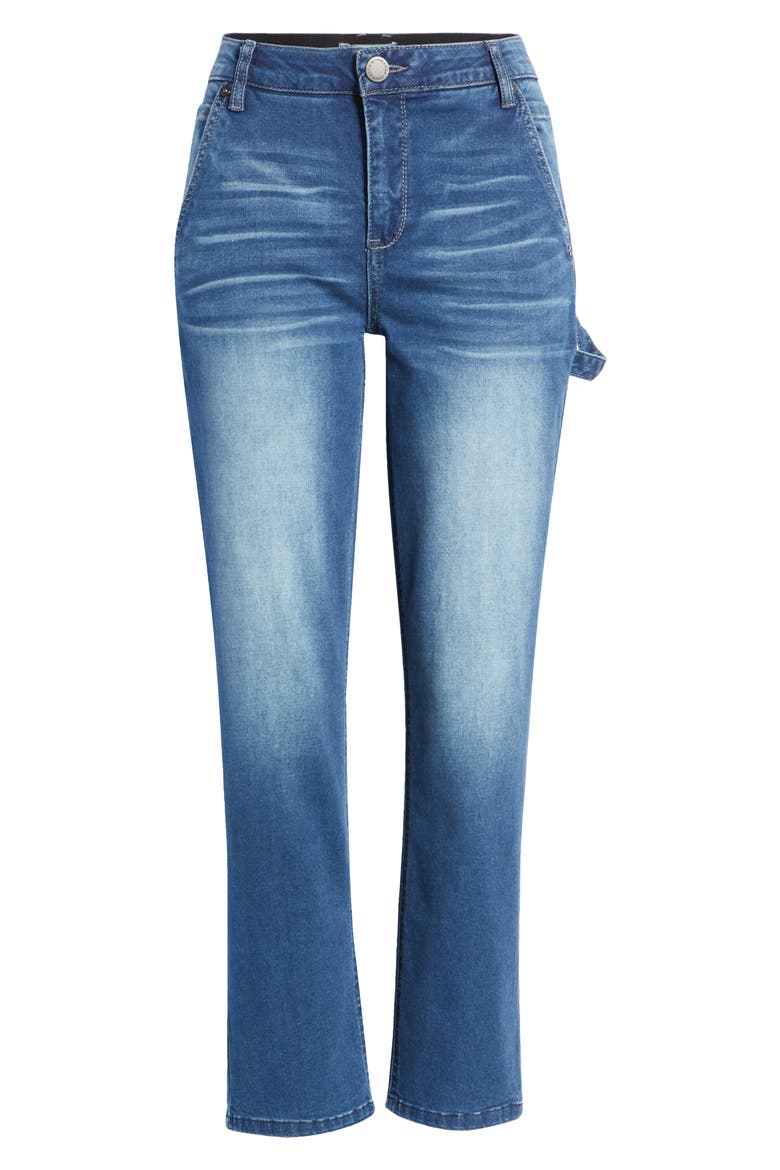 'Ab'Solution High Waist Ankle Crop Carpenter Jeans (Nordstrom Exclusive), Alternate, color, MID BLUE